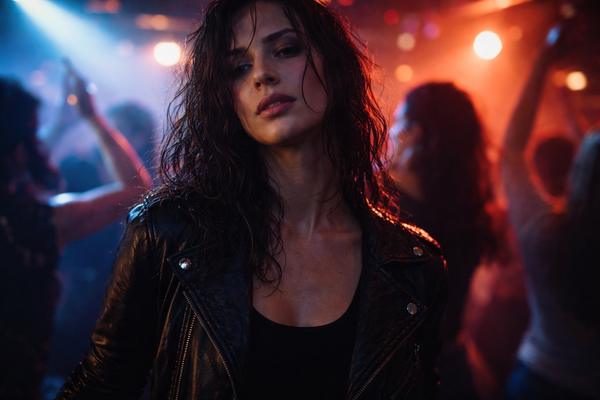 Close-up of Jumble Nation in a club, red lights and dancing crowd behind